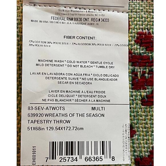 Christmas Blanket Throw with Fringe - 58" x 52" - NWT - Picture 5 of 5